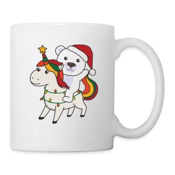 Weihnacht Einhorn Eisbär frohe Weihnachten Einhorn - Tasse - Weiß - Rechts