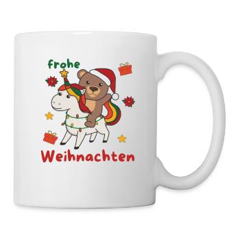 Weihnachts Einhorn Bär frohe Weihnachten Einhorn - Tasse - Weiß - Rechts