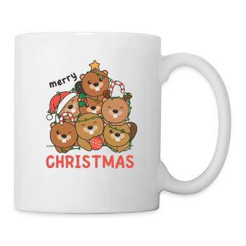 Castor Arbre de Noël Joyeux Noël - Mug blanc - blanc - Droite