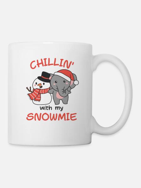 Elephant Chillin with my snowmie snowman - Mug - white