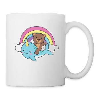 Narwhal Bear Ocean Unicorn kawaii Rainbow - Mug blanc - blanc - Droite