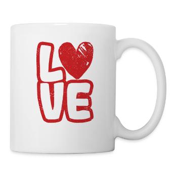 Love Typography Hearts Valentine's Day Lovers - Mug - white - Right