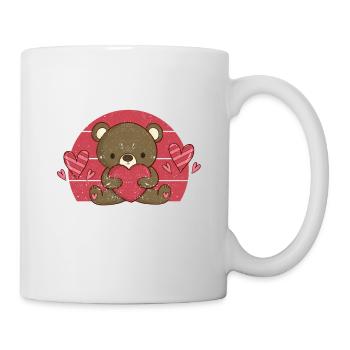Happy Valentine's Day Bear Hearts Love Heart - Tasse - Weiß - Rechts