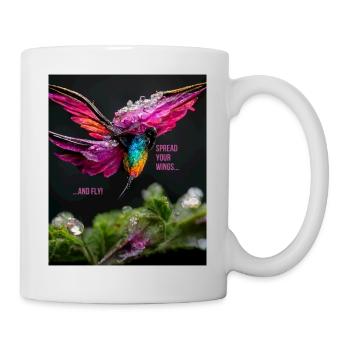 Flügel ausbreiten und fliegen - Inspiration und Motivation - Tasse - Weiß - Rechts