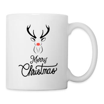 Weihnachts Rentier mit roter Nase - Tasse - Weiß - Rechts