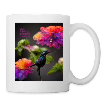 Schöne Kreatur - ein schönes Muster von Kolibris und Blumen - Tasse - Weiß - Rechts