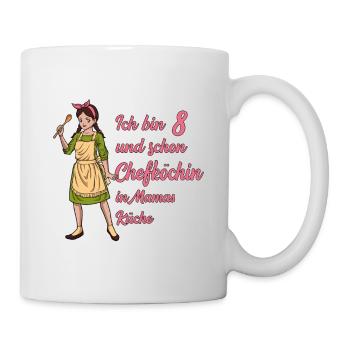 Ich bin 8 - Mädchen Koch - Tasse - Weiß - Rechts