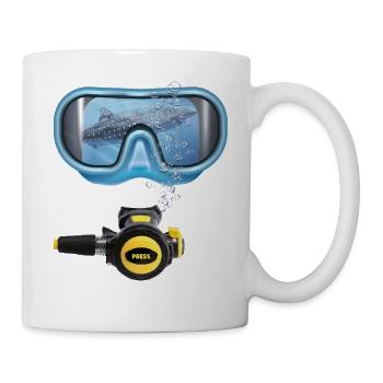 Walhai - Tauchen - Makse und Atemregler - Design - Tasse - Weiß - Rechts