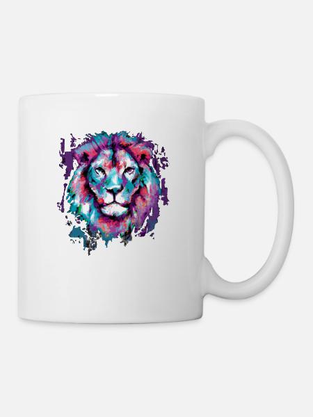 Löwe Kunst Malerei - Tasse - Weiß