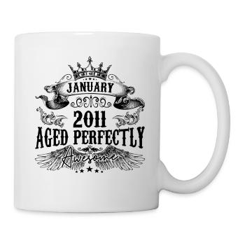 2011 | Januar Aged Perfectly 2011 Geburtstagsgeschenk - Tasse - Weiß - Rechts