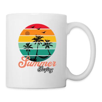 Retro Surfer Sommer Design mit Palmen - Tasse - Weiß - Rechts