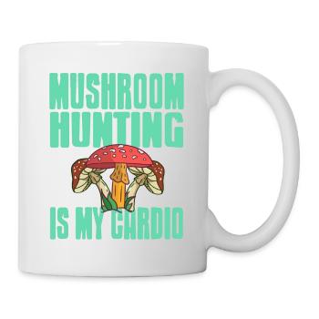 Mushroom Hunting Is My Cardio Retro Funny Mycology - Mug - white - Right