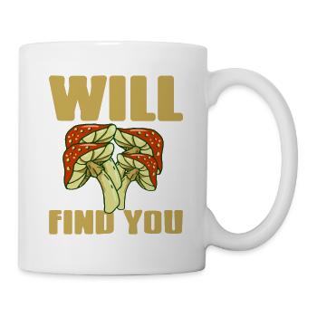 Vous trouverez un T-shirt rétro drôle de chasse aux champignons - Mug blanc - blanc - Droite