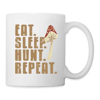 Eat Sleep Hunt Repeat Cool Retro Mushroom Hunter - Mug - white - Right