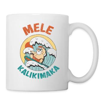 Mele Kalikimaka Hawaii Surfing Santa Claus - Mug - white - Right