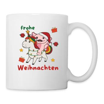 Weihnachts Axolotl frohe Weihnachten Einhorn - Tasse - Weiß - Rechts
