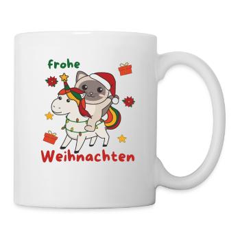 Weihnachts Einhorn Katze frohe Weihnachten Einhorn - Tasse - Weiß - Rechts