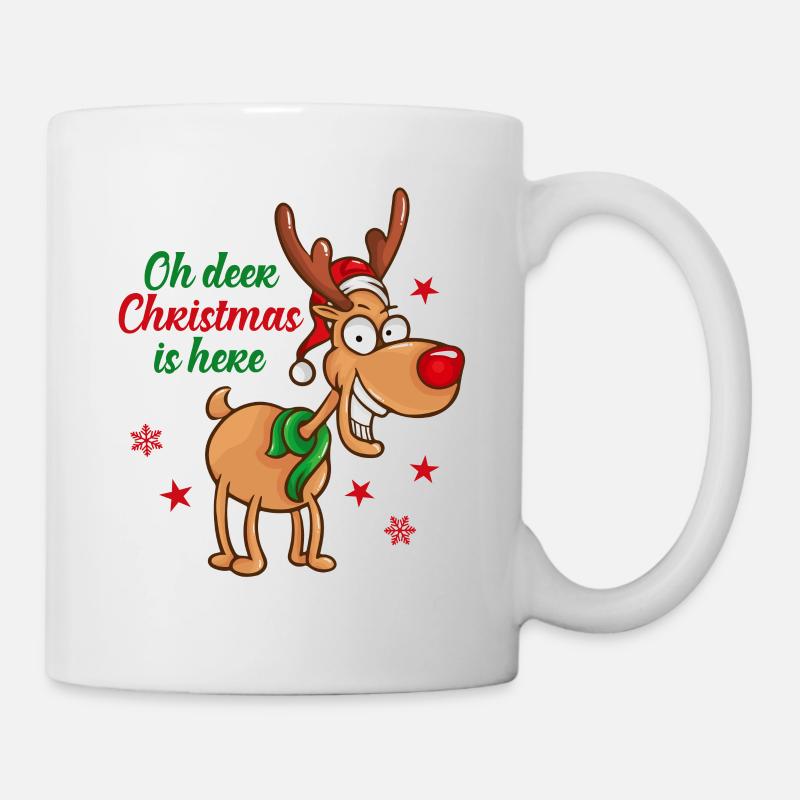 Weihnachten ist da Rentier Christmas is here - Tasse - Weiß