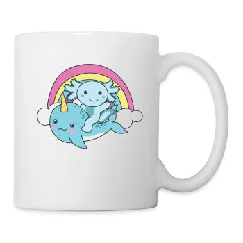 Narval Axolotl Ocean Unicorn kawaii Arc-en-ciel - Mug blanc - blanc - Droite