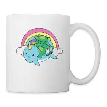 Narval Dragon Ocean Unicorn kawaii Arc-en-ciel - Mug blanc - blanc - Droite