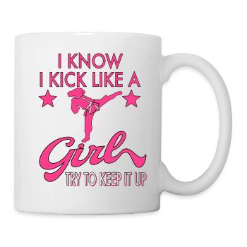 Karate Taekwondo Mädchen Frauen Karate Kick - Tasse - Weiß - Rechts