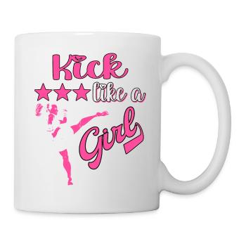 Karate Taekwondo Mädchen Frauen Karate Kick - Tasse - Weiß - Rechts