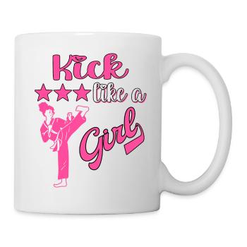 Karate Taekwondo Mädchen Frauen Karate Kick - Tasse - Weiß - Rechts