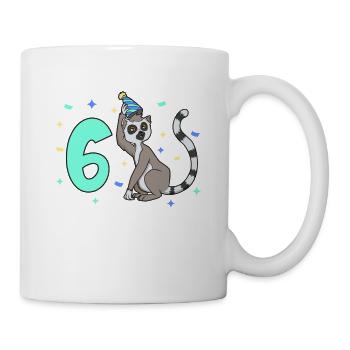 Mit Lemur - Kinder Geburtstag 6 Jahre - Tasse - Weiß - Rechts