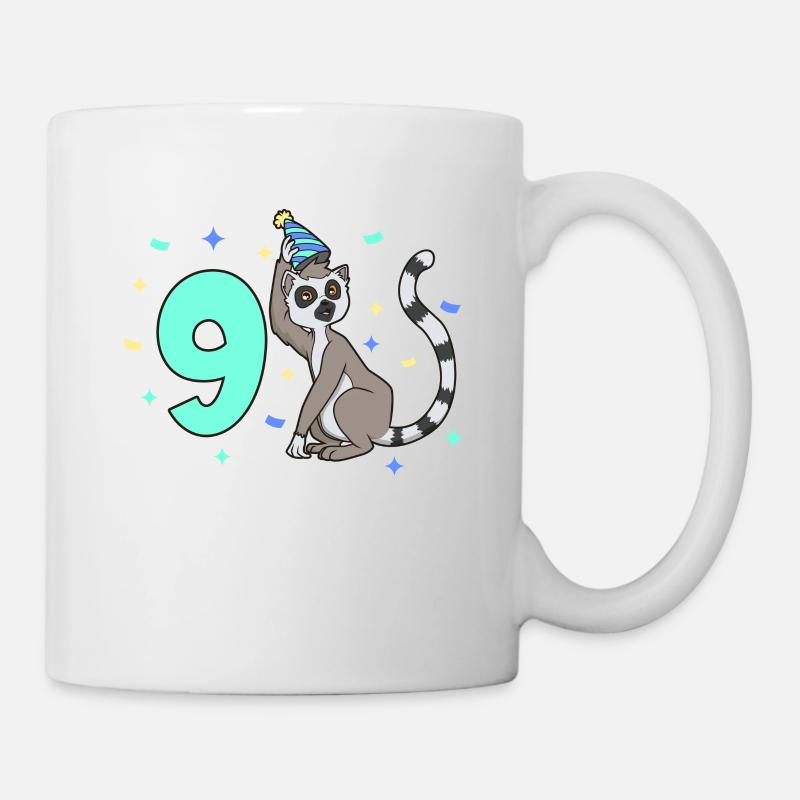 Avec lémurien - Anniversaire des enfants 9 ans - Mug blanc - blanc