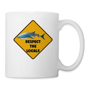 Warnschild Taucher - Respektiere die Einheimischen - Tasse - Weiß - Rechts