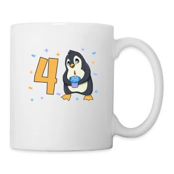 Avec pingouin - anniversaire des enfants 4 ans - Mug blanc - blanc - Droite