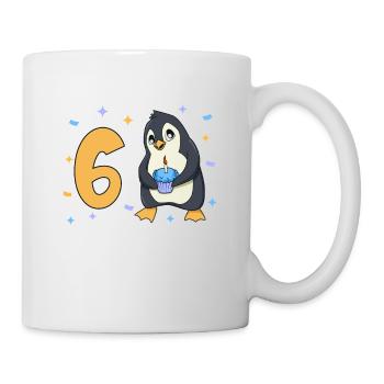 Mit Pinguin - Kinder Geburtstag 6 Jahre - Tasse - Weiß - Rechts