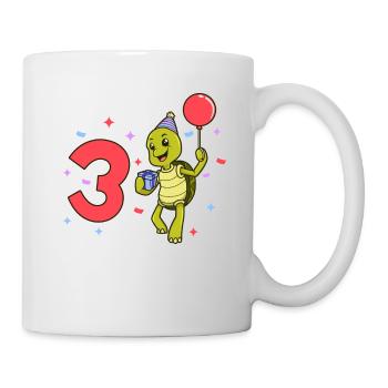 With turtle - children's birthday 3 years - Mug - white - Right