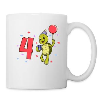 Avec tortue - anniversaire des enfants 4 ans - Mug blanc - blanc - Droite