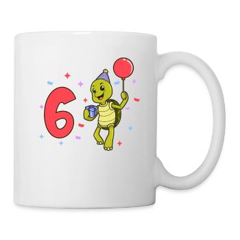 Mit Schildkröte - Kinder Geburtstag 6 Jahre - Tasse - Weiß - Rechts