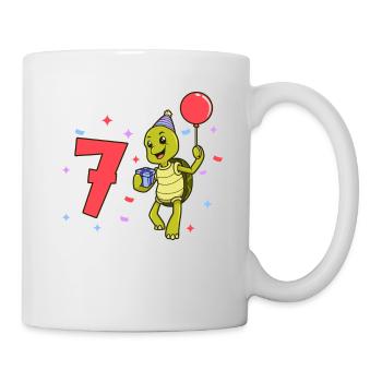 Avec tortue - anniversaire des enfants 7 ans - Mug blanc - blanc - Droite