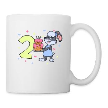 Mit Hase - Mädchen Geburtstag 2 Jahre - Tasse - Weiß - Rechts