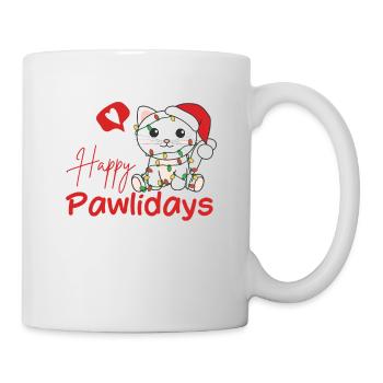 Cat Christmas Cute Cats Happy Pawlidays - Mug - white - Right