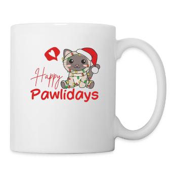 Cat Christmas Cute Cats Happy Pawlidays - Mug - white - Right