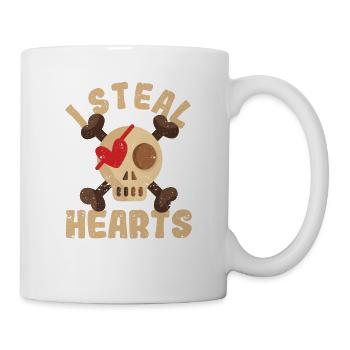 Crâne de pirate de la Saint-Valentin avec croisé - Mug blanc - blanc - Droite
