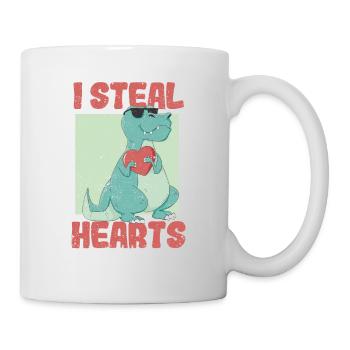 I steal hearts funny Valentine's Day Dinosaurs - Mug - white - Right