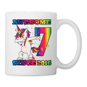 Awesome Since 2016 7. Geburtstag Dabbing Unicorn - Tasse - Weiß - Rechts