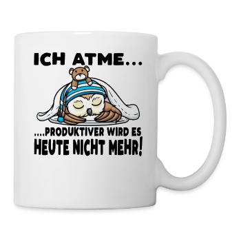 Schlummernde Eule Mit Kuscheltier Schlaf - Tasse - Weiß - Rechts