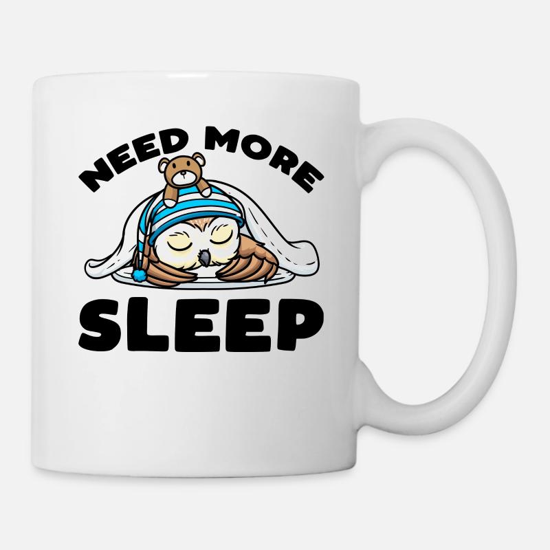 Brauche Mehr Schlaf Napping Eule Mit Plüschtier - Tasse - Weiß
