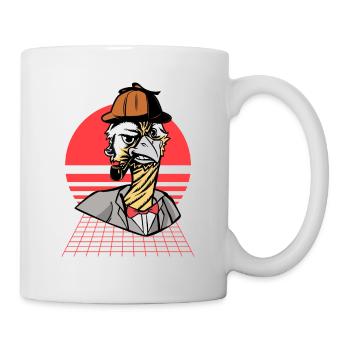 Detective Ostrich Animal Smoking Formal Suit - Mug - white - Right