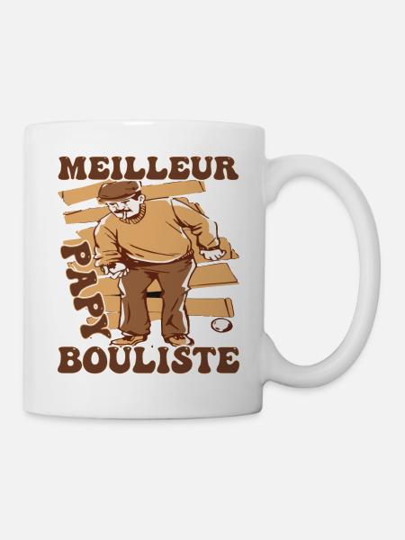 Meilleur Papy Bouliste Cadeau d'Un Fou De pétanque - Mug blanc - blanc