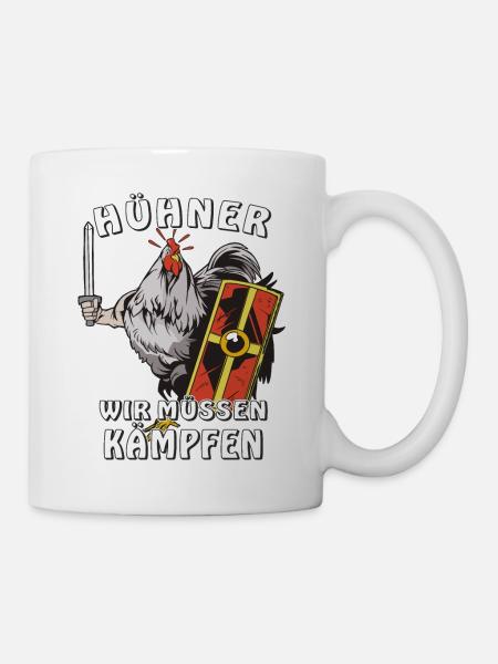 HÜHNER WIR MÜSSEN KÄMPFEN - Tasse - Weiß
