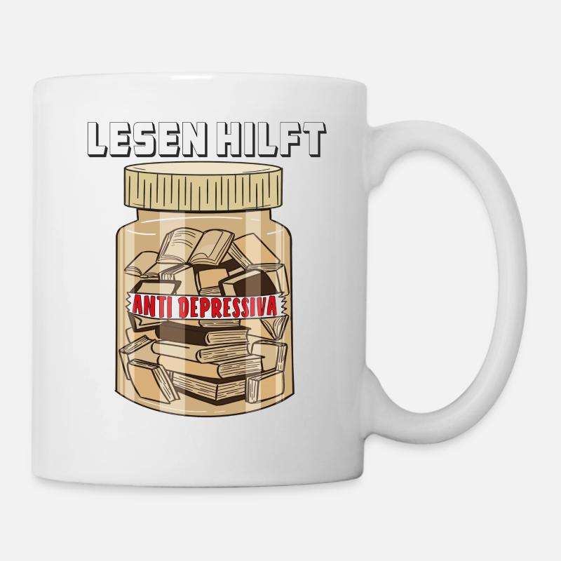 BUCH LESEN HILFT - Tasse - Weiß
