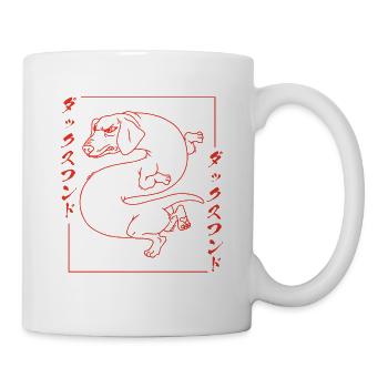 Japanischer Dackel Drache Dog Fun Dackel - Tasse - Weiß - Rechts