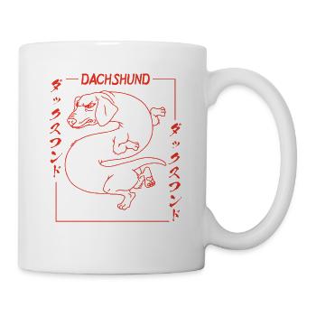 Japanischer Dackel Drache Dog Fun Dackel - Tasse - Weiß - Rechts